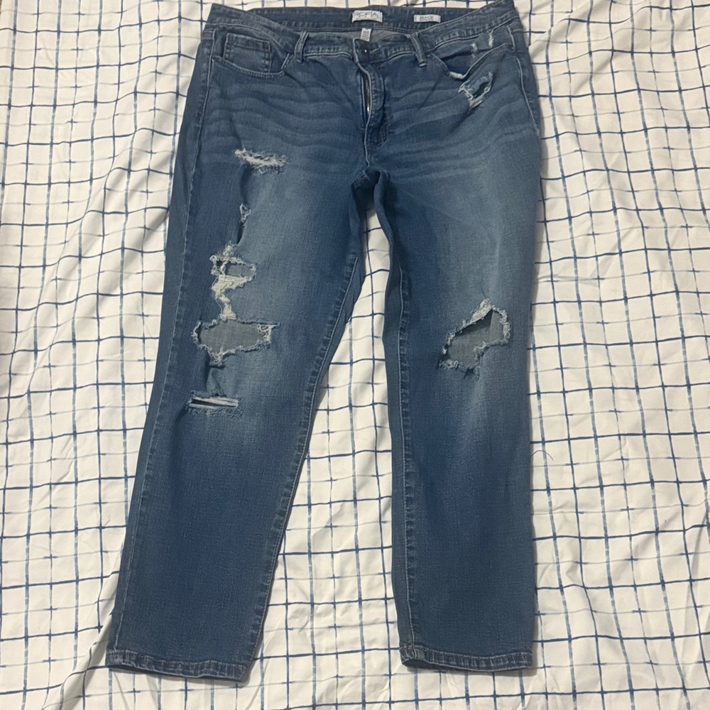 Sofia by sofia vergara Distressed Blue Boyfriend Jeans